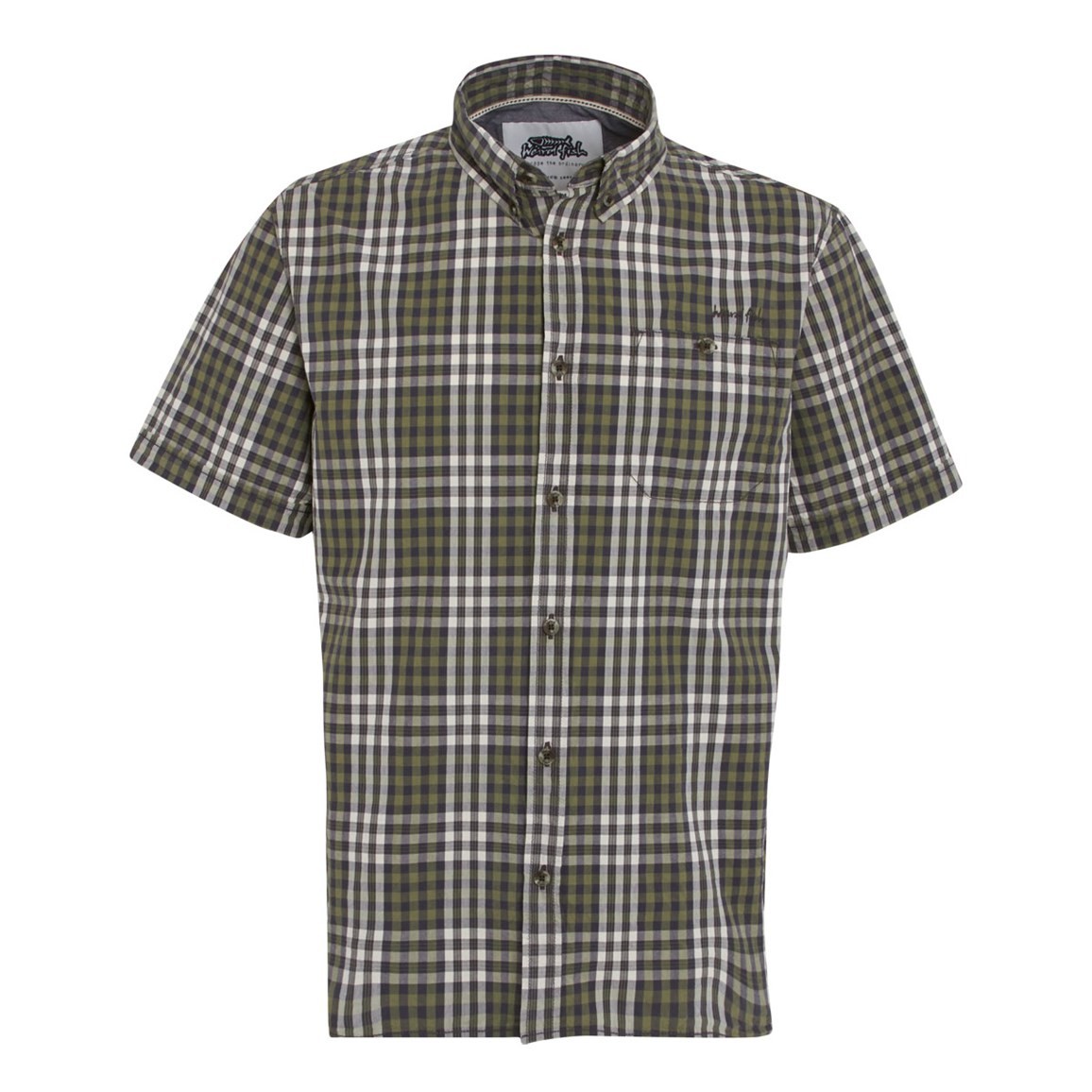 Jutland Short Sleeve Check Shirt Olive Green | Meeta